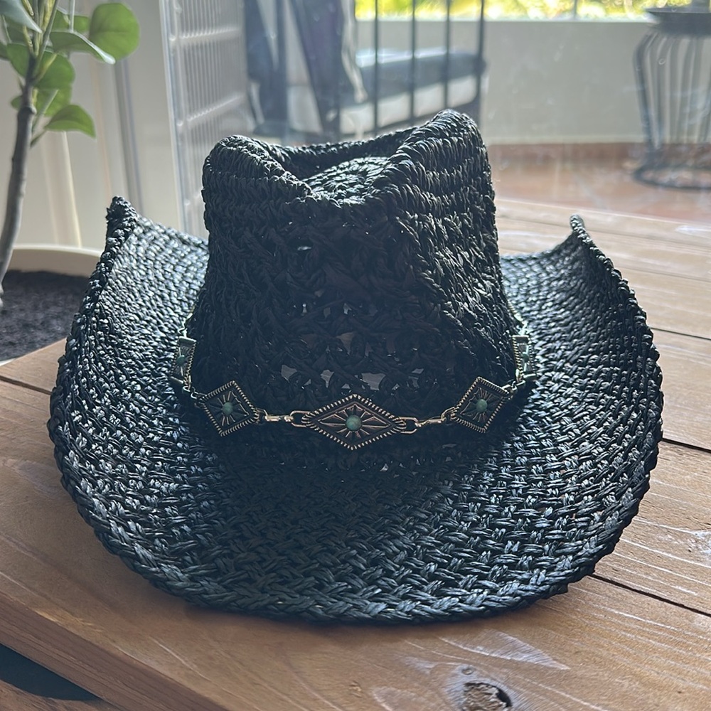 Black Cowboy Beach Sun Hat